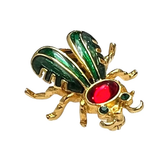 VINTAGE JOAN RIVERS ENAMEL & GOLD TONE HONEY BEE BROOCH - Picture 2 of 16